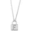 Meshmerise Diamond Padlock Initial Pendant Necklace In White-f