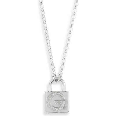 Meshmerise Diamond Padlock Initial Pendant Necklace In White-g