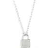 Meshmerise Diamond Padlock Initial Pendant Necklace In White-j