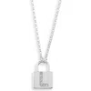Meshmerise Diamond Padlock Initial Pendant Necklace In White-l