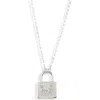 Meshmerise Diamond Padlock Initial Pendant Necklace In White-m