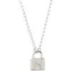 Meshmerise Diamond Padlock Initial Pendant Necklace In White-n