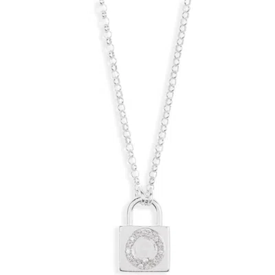 Meshmerise Diamond Padlock Initial Pendant Necklace In White-o