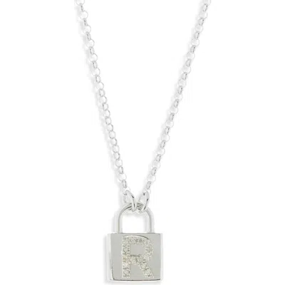 Meshmerise Diamond Padlock Initial Pendant Necklace In White-r