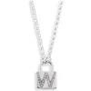 Meshmerise Diamond Padlock Initial Pendant Necklace In White-w
