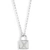 Meshmerise Diamond Padlock Initial Pendant Necklace In White-x