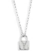 Meshmerise Diamond Padlock Initial Pendant Necklace In White-y