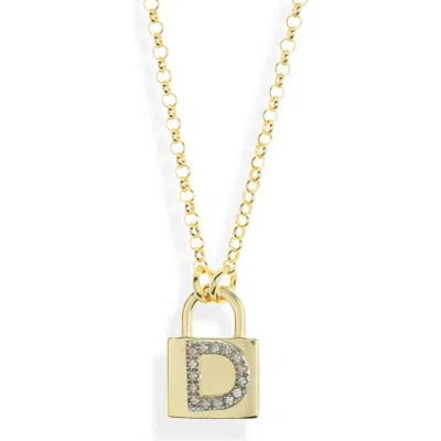 Meshmerise Diamond Padlock Initial Pendant Necklace In Yellow-d