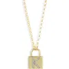 Meshmerise Diamond Padlock Initial Pendant Necklace In Yellow-k