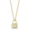 Meshmerise Diamond Padlock Initial Pendant Necklace In Yellow-o