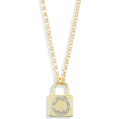 Meshmerise Diamond Padlock Initial Pendant Necklace In Yellow-o