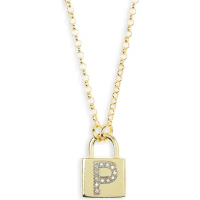 Meshmerise Diamond Padlock Initial Pendant Necklace In Yellow-p