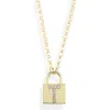 Meshmerise Diamond Padlock Initial Pendant Necklace In Yellow-t