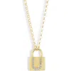 Meshmerise Diamond Padlock Initial Pendant Necklace In Yellow-u