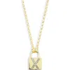 Meshmerise Diamond Padlock Initial Pendant Necklace In Yellow-x