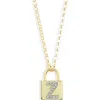Meshmerise Diamond Padlock Initial Pendant Necklace In Yellow-z