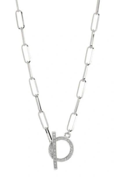 Meshmerise Diamond Pavé Toggle Chain Necklace In White