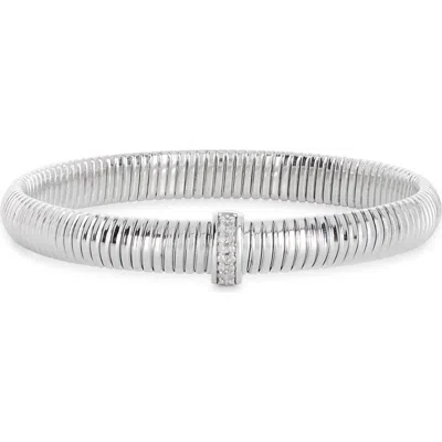 Meshmerise Diamond Ribbed Bangle Bracelet In Metallic