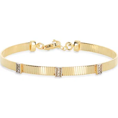 Meshmerise Diamond Ribbed Chain Bracelet In Gold