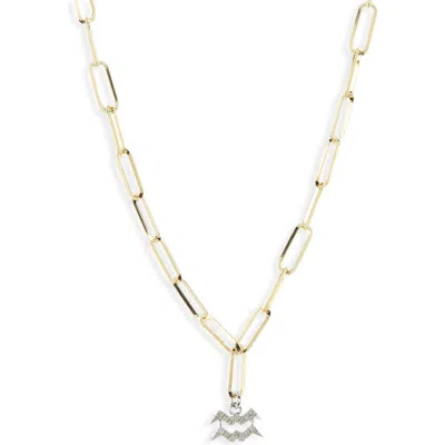 Meshmerise Diamond Zodiac Paperclip Necklace In Gold