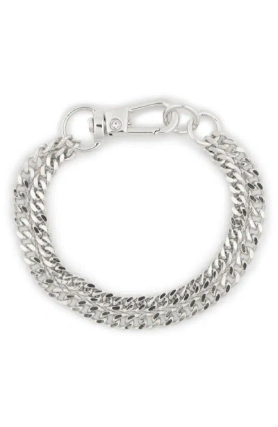 Meshmerise Double Row Cz Curb Chain Bracelet In Metallic
