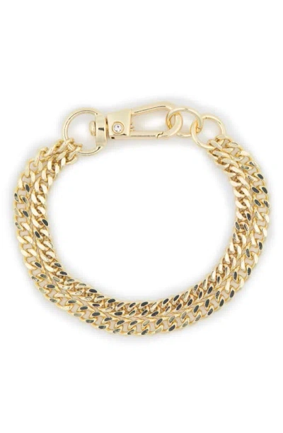 Meshmerise Double Row Cz Curb Chain Bracelet In Gold