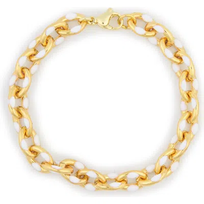 Meshmerise Enamel Chain Bracelet In Gold