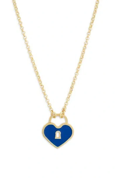 Meshmerise Heart Lock Pendant Necklace In Gold