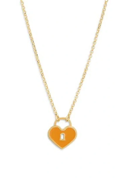 Meshmerise Heart Lock Pendant Necklace In Gold