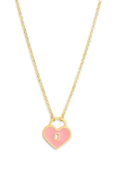 Meshmerise Heart Lock Pendant Necklace In Gold