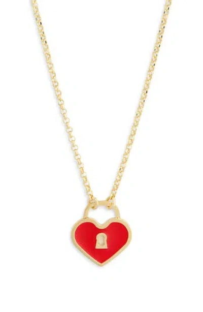 Meshmerise Heart Lock Pendant Necklace In Purple