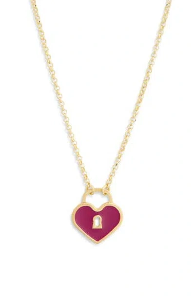 Meshmerise Heart Lock Pendant Necklace In Red