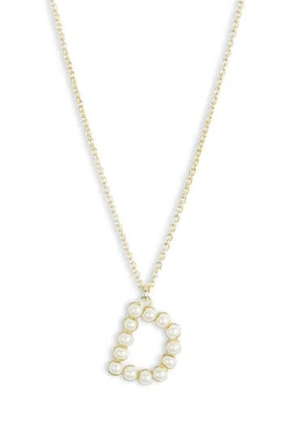 Meshmerise Imitation Pearl Initial Pendant Necklace In Gold