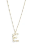 Meshmerise Imitation Pearl Initial Pendant Necklace In White