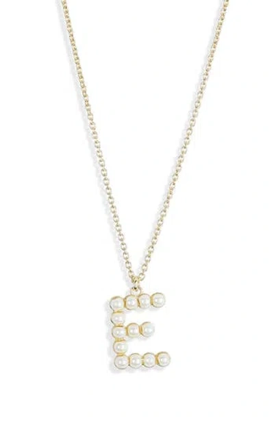 Meshmerise Imitation Pearl Initial Pendant Necklace In White