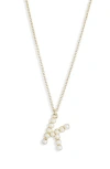 Meshmerise Imitation Pearl Initial Pendant Necklace In Gold