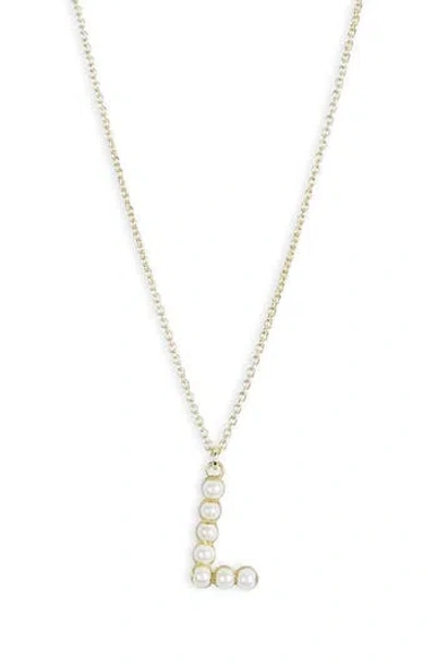 Meshmerise Imitation Pearl Initial Pendant Necklace In Gold