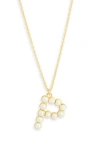 Meshmerise Imitation Pearl Initial Pendant Necklace In Gold