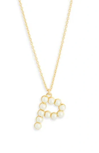 Meshmerise Imitation Pearl Initial Pendant Necklace In Gold