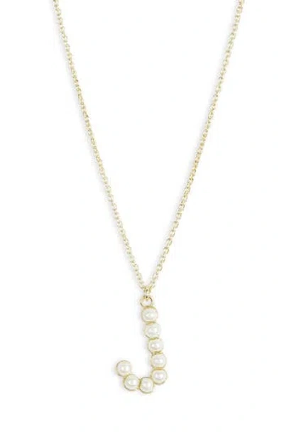 Meshmerise Imitation Pearl Initial Pendant Necklace In White