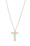 Meshmerise Imitation Pearl Initial Pendant Necklace In White