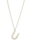 Meshmerise Imitation Pearl Initial Pendant Necklace In Gold