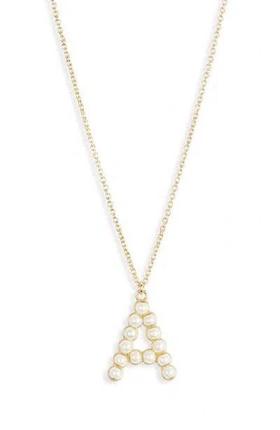 Meshmerise Imitation Pearl Initial Pendant Necklace In Gold