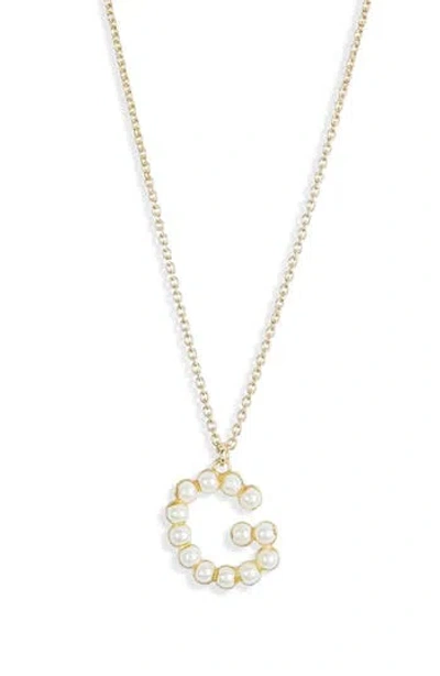 Meshmerise Imitation Pearl Initial Pendant Necklace In Yellow-g