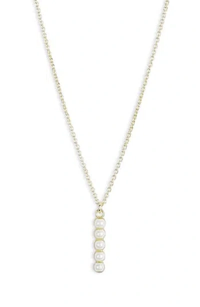 Meshmerise Imitation Pearl Initial Pendant Necklace In Yellow-i