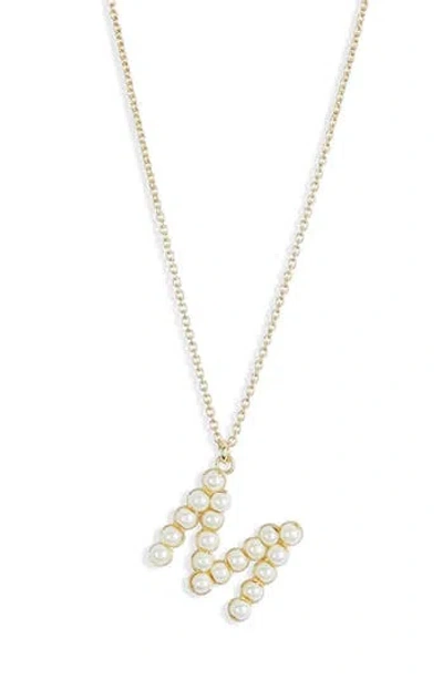 Meshmerise Imitation Pearl Initial Pendant Necklace In Yellow-m
