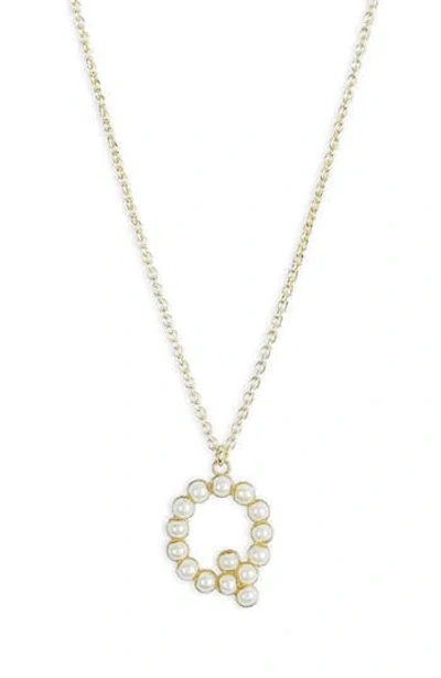 Meshmerise Imitation Pearl Initial Pendant Necklace In Yellow-q