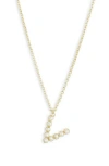 Meshmerise Imitation Pearl Initial Pendant Necklace In Yellow-v