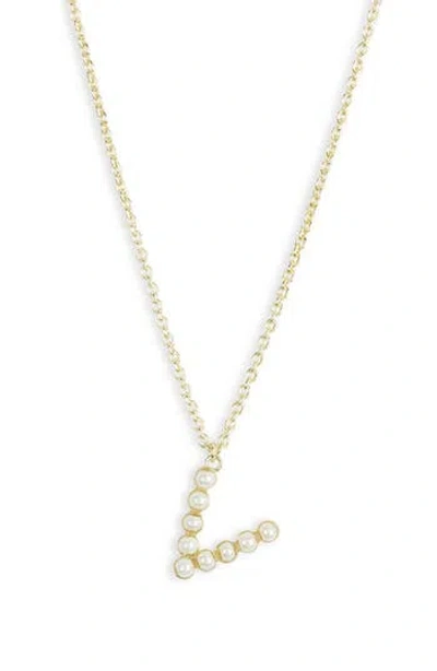 Meshmerise Imitation Pearl Initial Pendant Necklace In Yellow-v