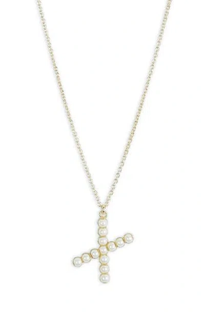 Meshmerise Imitation Pearl Initial Pendant Necklace In Yellow-x